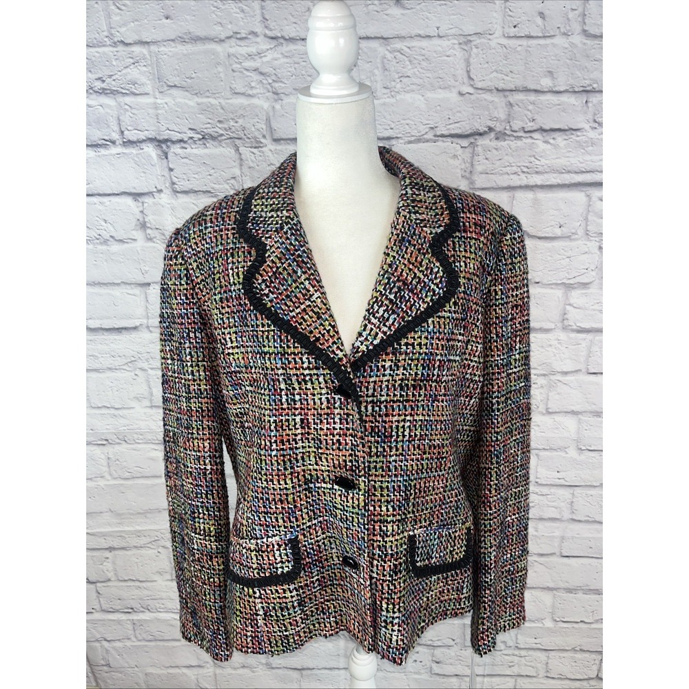 Sag Harbor NWT Preppy Old Money Multicolor Woven Tweed Lined Blazer  Size 16